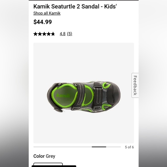 NWT 8 Kamik Seaturtle 2 Sandal - Kids Size 8 - Picture 2 of 8